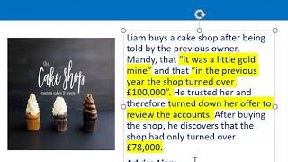 How to apply misrepresentation Liam cupcake scenario [upl. by Delly]