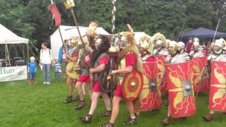 Roman Reenactment at the Amphitheatre in Caerleon Marching In [upl. by Obeded]