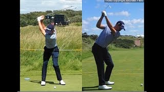 Justin Thomas golf swing  Long Iron faceon amp downtheline July 2017 [upl. by Casmey740]