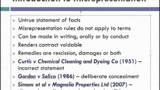 Misrepresentation Lecture 1 of 4 [upl. by Ledoux]